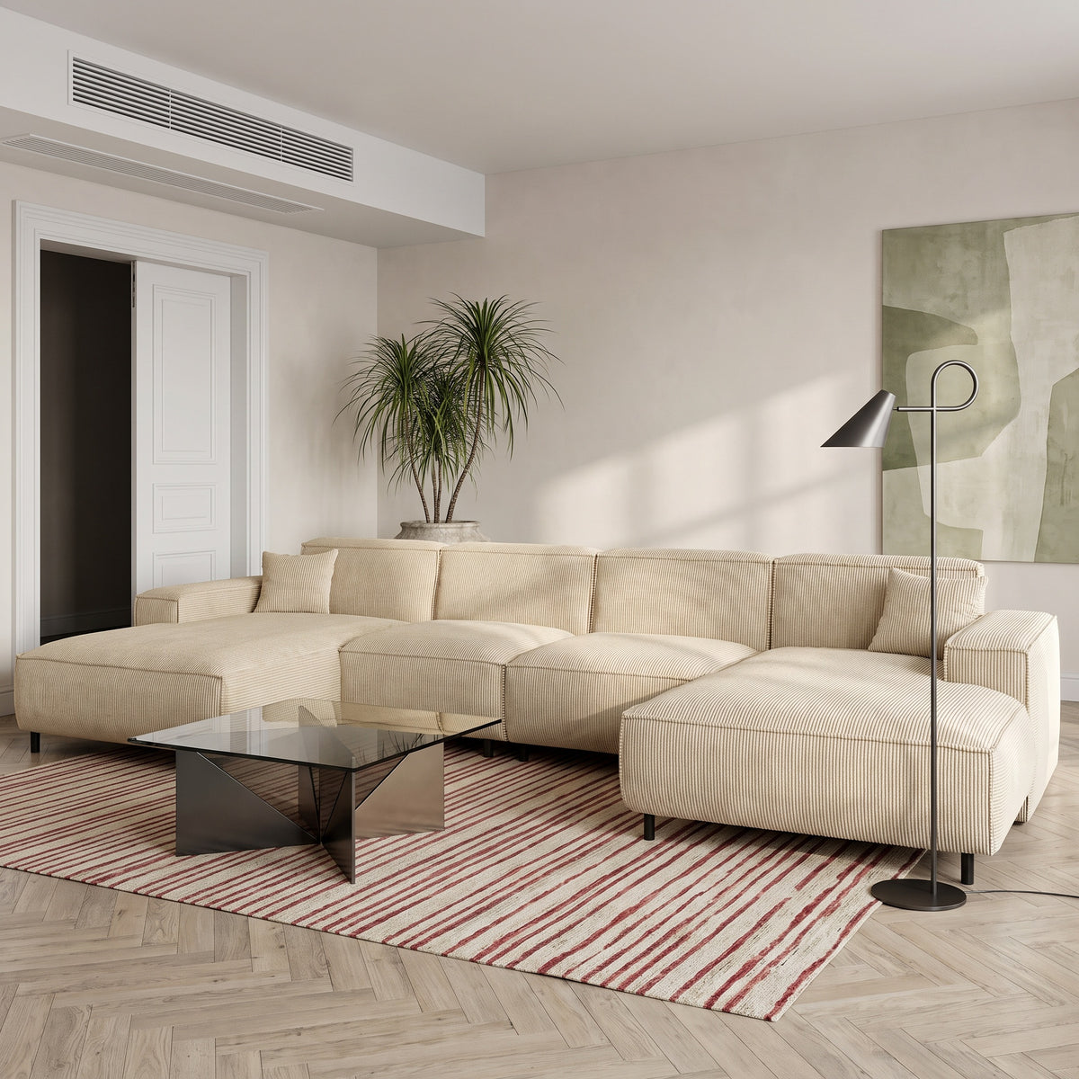 LUGA U HILLS Ecksofa in Creme, Scala