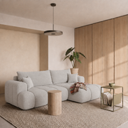 Ecksofa TREVIO L-Form mit Schlaffunktion und Bettkasten, Wolken-Design - Grau, Stoff Cremona 85