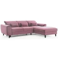 Ecksofa FOBLE mit Bettkasten Schlaffunktion und Zierkissen - Dunkelrosa (Velvetmat 24)
