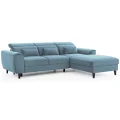Ecksofa FOBLE mit Bettkasten Schlaffunktion und Zierkissen - Blau (Velvetmat 100)
