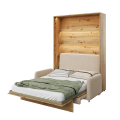 Wandklappbett mit Sofa Beige Bouclé