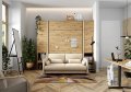Wandklappbett mit Sofa Beige Bouclé