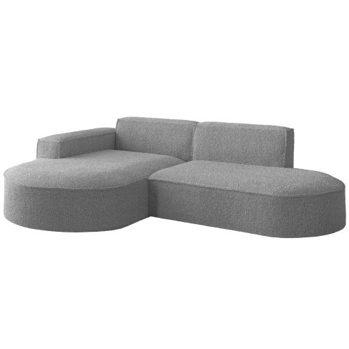 PARMA STUDIO Ecksofa 236 cm – Weiches Bouclé-Design für kleine, stilvolle Räume - Grau (Loop 18)