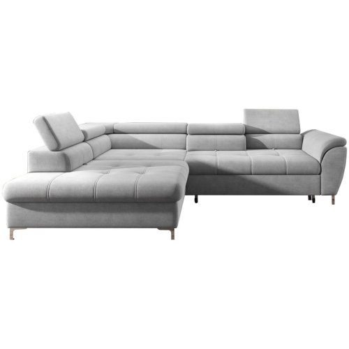 Ecksofa TEMPO mit Relaxfunktion Sitztiefenverstellung Schlafsofa mit Bettkasten - Hellgrau