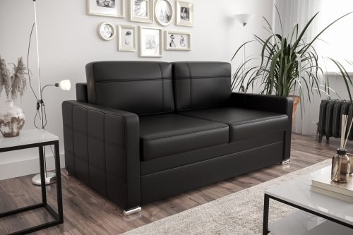 Ledersofa AVANTI IV Leder Couch mit Schlaffunktion 187 cm - Schwarz