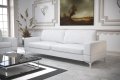 Ledersofa ARIA II 175 cm – Klassischer Stil mit Komfortsitz und Ziernähten - Weiß