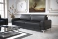 Ledersofa ARIA II 175 cm – Klassischer Stil mit Komfortsitz und Ziernähten - Schwarz