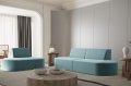 1+2 Dalia Sofa Set Blau Velvet Stoff Dekor