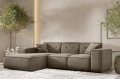 Ecksofa Luga L mit Tasten Beige Samt Stoff Dekor