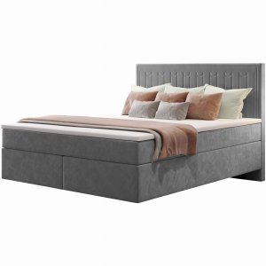 Boxspringbett SEVILLA Kopfteil Zur Auswahl Hotelbett Bett Schlafzimmer Grau (Monolith 85)