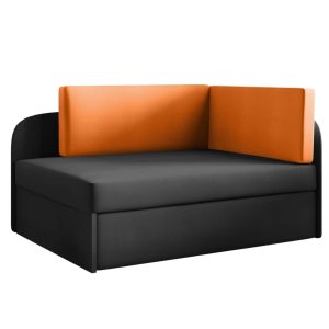 Sofa BAFI mit Schlaffunktion Bett für Kinder mit Bettkasten Orange/Schwarz Orange/Schwarz (Casablanca 17/16)