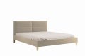Bett LANDO Polsterbett Kopfteil mit Nähten Holzfüße creme