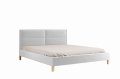 Bett LANDO Polsterbett Kopfteil mit Nähten Holzfüße Weiß