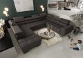 Ledersofa mit Schlaffunktion und zwei Bettkästen