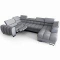 Ecksofa ASPEN MAX II RELAX Ledersofa U-form Schlaffunktion 198x350x170 cm Bettkasten Hellgrau (U-52)