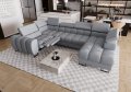 Ecksofa ASPEN MAX II RELAX Ledersofa U-form Schlaffunktion 198x350x170 cm Bettkasten Hellgrau (U-52) - Links