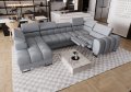 Ecksofa ASPEN MAX II RELAX Ledersofa U-form Schlaffunktion 198x350x170 cm Bettkasten Hellgrau (U-52) - Rechts