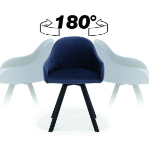 Stuhl gepolstert PERLA OB NMS Dreh-Rückstellfunktion Stahlbeine Drehstuhl