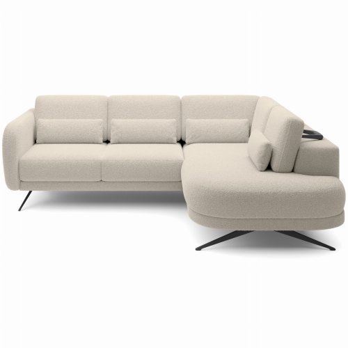 Ecksofa ILUSIO L Relaxfunktion Elektrisch verstellbare Sitztiefe Beige Bouclé (Quelle 06)