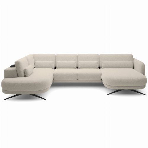 Ecksofa ILUSIO XL verstellbare Sitztiefe Elektrisch Relaxfunktion Beige Bouclé (Quelle 06)