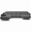 Ecksofa ILUSIO XL Relaxfunktion verstellbare Sitztiefe Elektrisch Dunkelgrau Bouclé (Quelle 92)