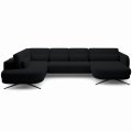 Ecksofa ILUSIO XL Relaxfunktion verstellbare Sitztiefe Elektrisch Schwarz Bouclé (Quelle 100)