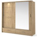 Kleiderschrank ARTI 5 mit zwei Schiebetüren, zwei Schubladen und einem Spiegel LENART