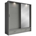 Kleiderschrank ARTI 5 mit zwei Schiebetüren, zwei Schubladen und einem Spiegel LENART