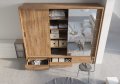 Kleiderschrank ARTI 1 mit drei Schiebetüren, drei Schubladen und einem Spiegel LENART