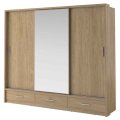 Kleiderschrank ARTI 1 mit drei Schiebetüren, drei Schubladen und einem Spiegel LENART