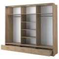 Kleiderschrank ARTI 1 mit drei Schiebetüren, drei Schubladen und einem Spiegel LENART