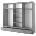 Kleiderschrank ARTI 1 mit drei Schiebetüren, drei Schubladen und einem Spiegel LENART