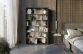 Bücherregal mit LED Lenart FITT FP-01 Graphit/Eiche Linear/Natur/grau glänzend