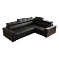 Ecksofa MARGO II Ledersofa 270×197 cm Schlaffunktion Bettkasten, Schwarz K-70