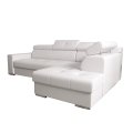 Ecksofa MARGO I Ledersofa mit Schlaffunktion und Bettkasten, Weiß