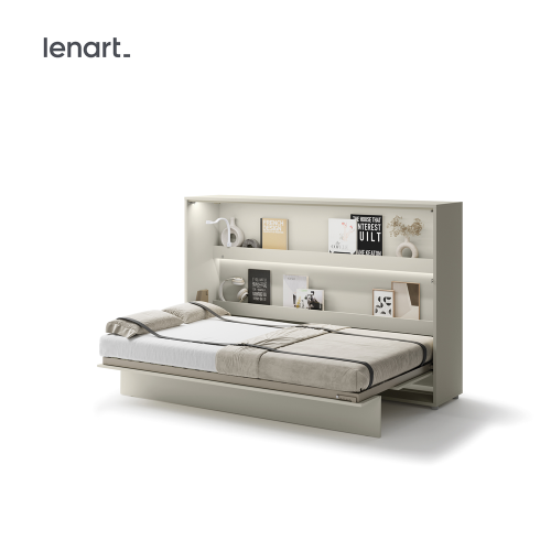 Wandklappbett 120x200 Horizontal Schrankbett Lenart BED CONCEPT Kashmir Beige