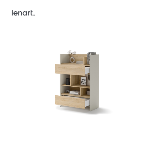 Kleines Bücherregal für Schrankbett Lenart BED CONCEPT BC-26 Kashmir Beig/Eiche Nagano
