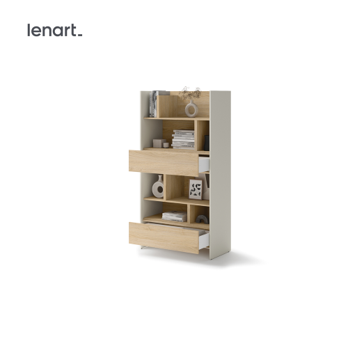 Kleines Bücherregal für Schrankbett Lenart BED CONCEPT BC-28 Kashmir Beige/Eiche Nagano