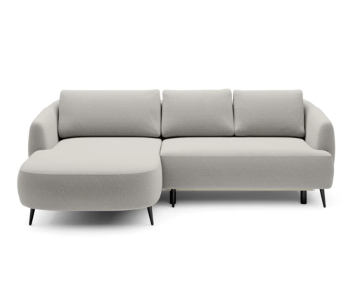 Ecksofa CANDY mit Schlaffunktion, Bettkasten, Metallfüßen und modernem Design