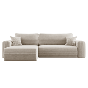 Ecksofa CAPRI L Wohnlandschaft mit Schlaffunktion Bettkasten Beige (Poso 100)