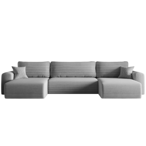 Ecksofa CAPRI U Wohnlandschaft mit Schlaffunktion Bettkasten Hellgrau (Poso 110)