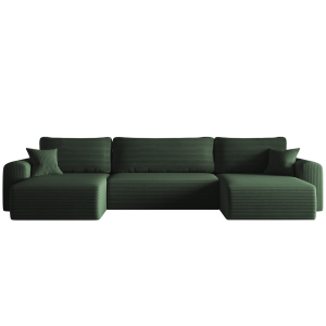 Ecksofa CAPRI U Wohnlandschaft mit Schlaffunktion Bettkasten Dunkelgrün (Poso 14)