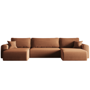 Ecksofa CAPRI U Wohnlandschaft mit Schlaffunktion Bettkasten Rostbraun (Poso 40)