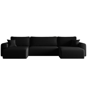 Ecksofa CAPRI U Wohnlandschaft mit Schlaffunktion Bettkasten Schwarz (Poso 135)
