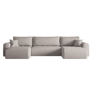 Ecksofa CAPRI U Wohnlandschaft mit Schlaffunktion Bettkasten Hellbeige Universall (Neve 03)