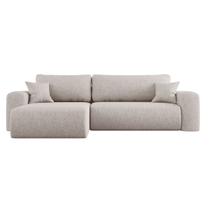 Ecksofa CAPRI L Wohnlandschaft mit Schlaffunktion Bettkasten Beige Universall (Neve 3)