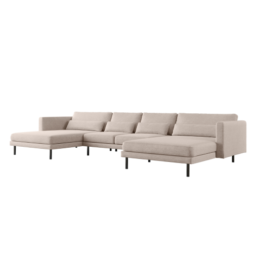 Elegantes Ecksofa DANI U mit Verita-Stoff in modernem Wohnzimmer – großes U-förmiges Sofa mit Kissen und Metallfüßen,  Verita 03.png