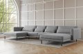 Elegantes Ecksofa DANI U mit Verita-Stoff in modernem Wohnzimmer – großes U-förmiges Sofa mit Kissen und Metallfüßen 81