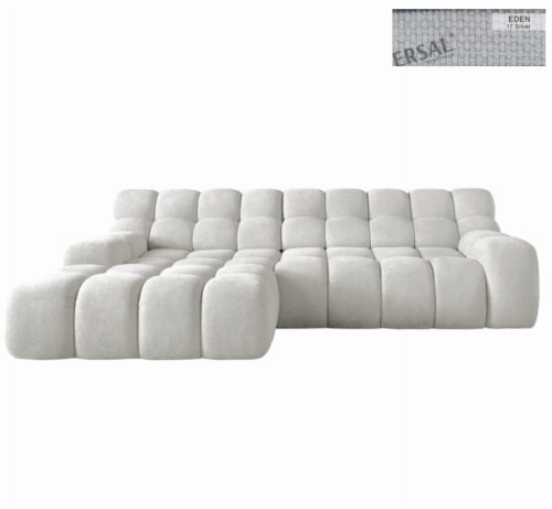 Ecksofa CAMPILE – Designer Sofa mit elektrischer Sitztiefenverstellung & Wellenfederung - Silver (Eden 17)
