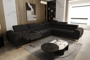 Ecksofa Aspen Max Relax 330×260 cm mit Schlaffunktion & Relax, verstellbare Kopfstützen, Liegefläche 117x190 cm, Dunkelbraun (Gemma 93)